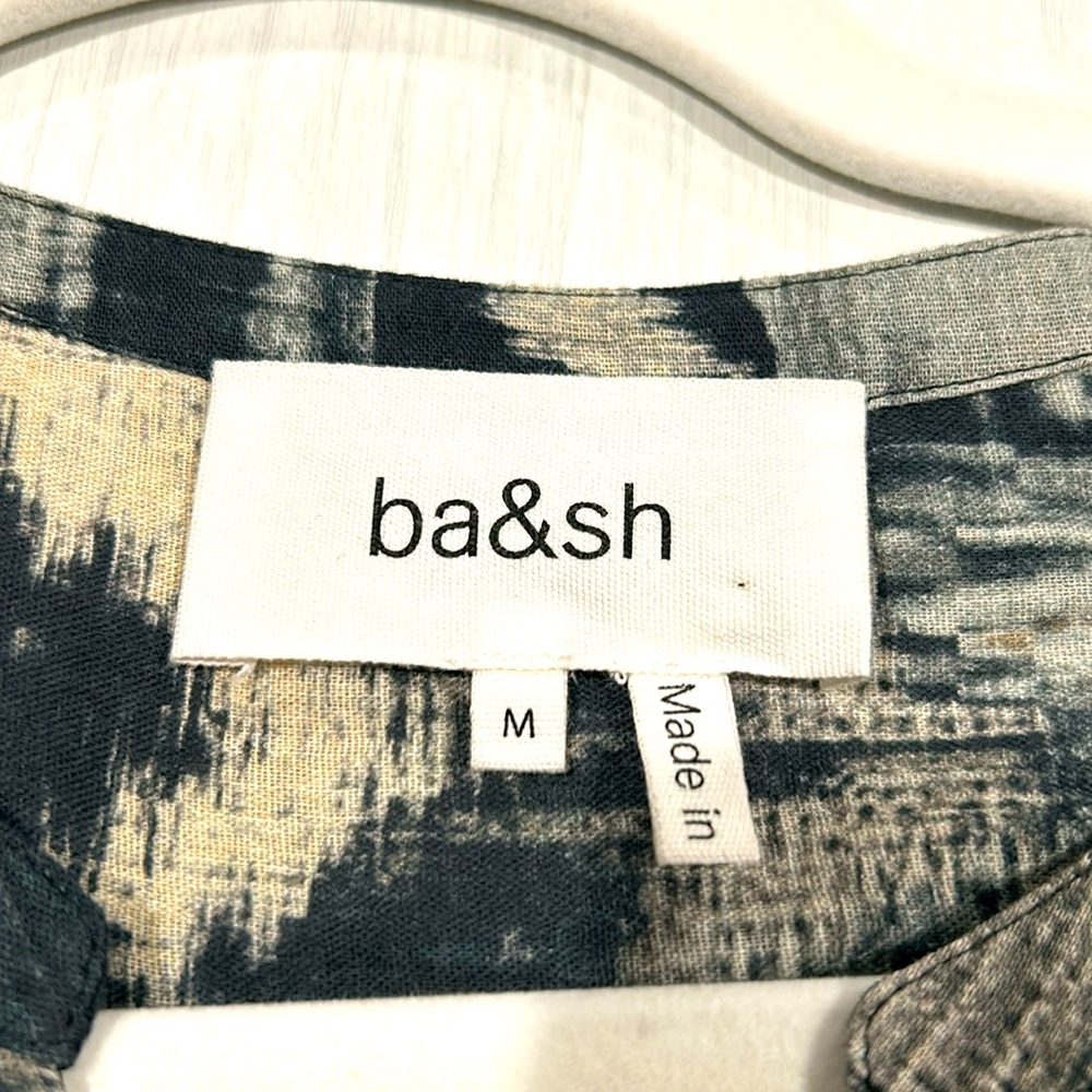 ba&sh cotton Midi dress. Size M. Lined. Navy, black and cream.